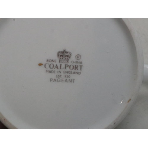 196 - Coalport tea service of forty five pieces in the Pageant pattern, hairline crack to one teacup. Not ... 