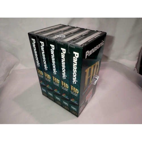 1093 - Panasonic E-180 VHS cassettes, sealed in packaging. UK P&P Group 1 (£16+VAT for the first lot and £2... 