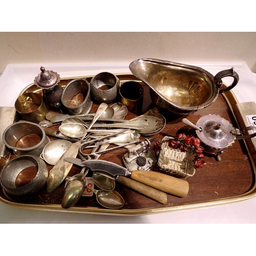 1060 - Tray of mixed silver plate including flatware. Not available for in-house P&P