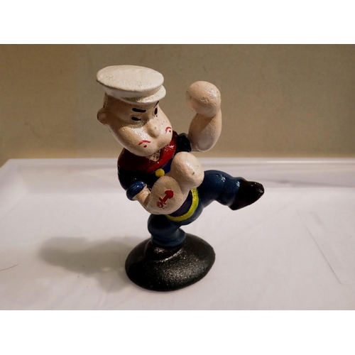 1071 - Cast iron boxing Popeye figure, H: 16 cm. UK P&P Group 1 (£16+VAT for the first lot and £2+VAT for s... 