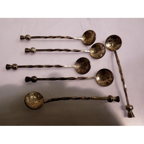 1072 - Six silver plated George V halfpenny spoons. UK P&P Group 1 (£16+VAT for the first lot and £2+VAT fo... 