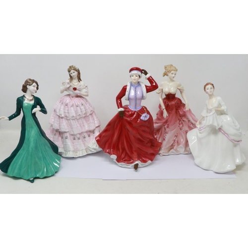 168 - Five Royal Worcester figurines, no cracks or chips, largest H: 23 cm. UK P&P Group 3 (£30+VAT for th... 