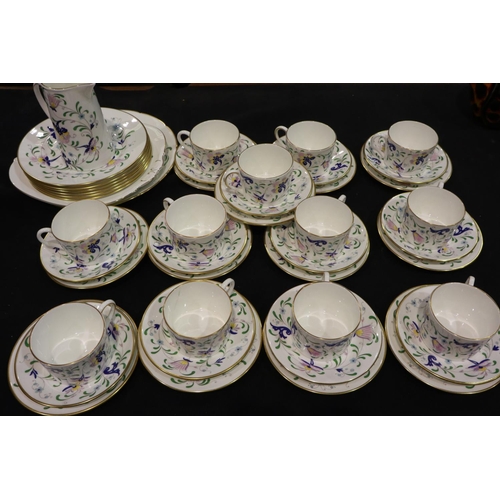 196 - Coalport tea service of forty five pieces in the Pageant pattern, hairline crack to one teacup. Not ... 