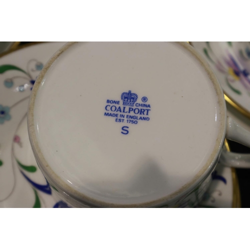 196 - Coalport tea service of forty five pieces in the Pageant pattern, hairline crack to one teacup. Not ... 