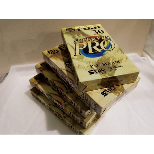 1107 - Six new old stock Fuji Super Pro E-30 VHS video tapes, all sealed. UK P&P Group 1 (£16+VAT for the f... 