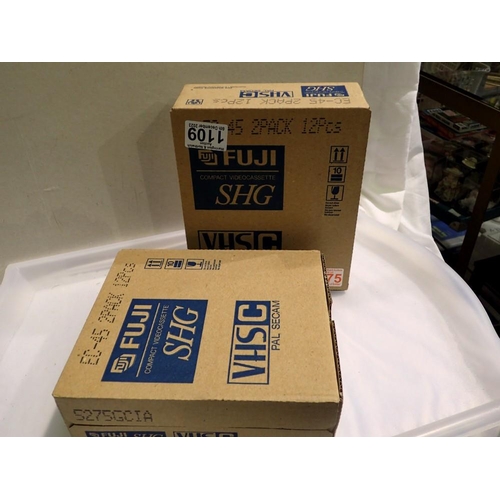 1109 - Twenty four, new old stock, Fuji SHG EC-45 VHS-C video taped, all sealed. UK P&P Group 1 (£16+VAT fo... 