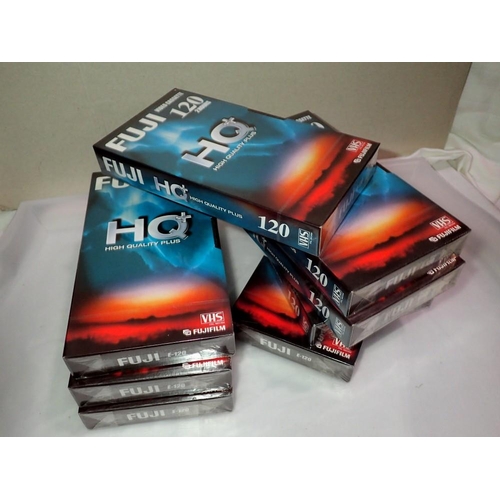 1114 - Eight, new old stock, Fuji HQ Plus E-120 VHS video tapes, all sealed. UK P&P Group 1 (£16+VAT for th... 