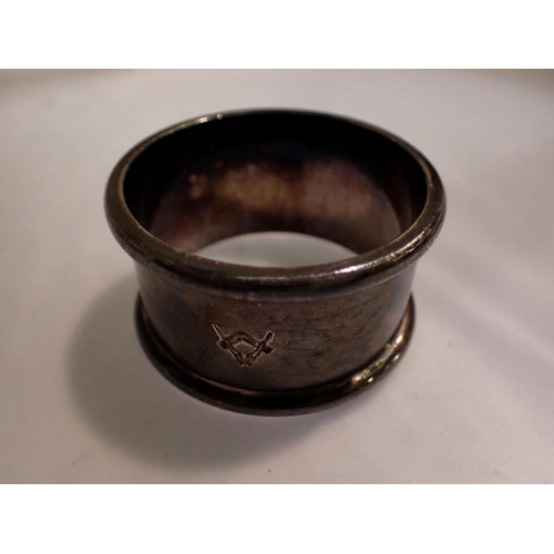 1151 - Silver plated Masonic napkin ring. UK P&P Group 1 (£16+VAT for the first lot and £2+VAT for subseque... 