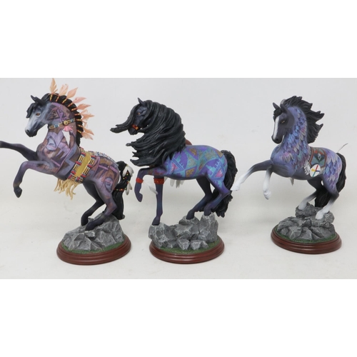 221A - Three Hawthorne Village painted horses from the Laurie Prindle collection, largest H: 18 cm. UK P&P ... 