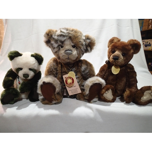 2075 - Three Charlie Bears including, Josh, Mistletoe and Abhay. All with tags. UK P&P Group 1 (£16+VAT for... 