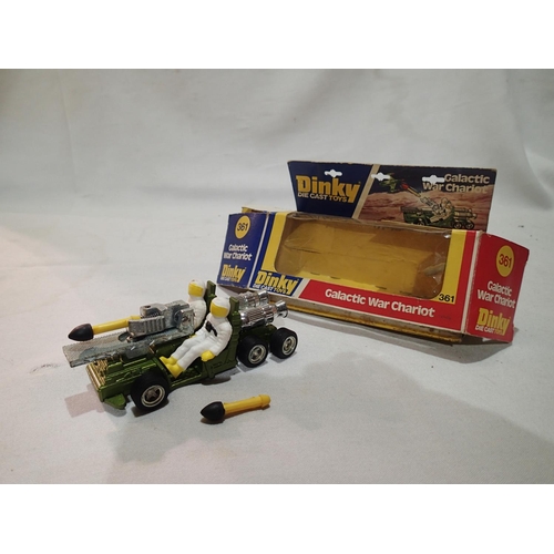 2085 - Dinky Toys 361 Galactic War Chariot, in excellent to near mint condition, with two missiles, box is ... 