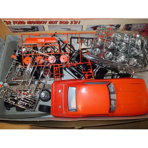 2087 - Three part built large scale car kits; Revell 1/8th scale 32 Ford Highboy Hot Rod 3 in 1, Revell 1/1... 