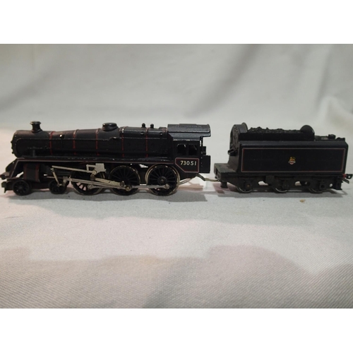 2091 - TT gauge kit built class 4 locomotive, 73051, Black, Early Crest, good build and finish. UK P&P Grou... 