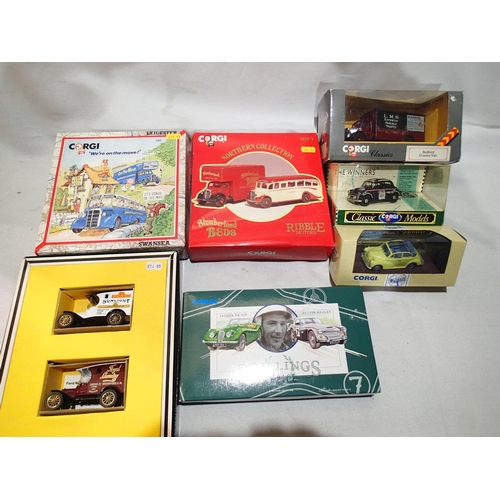 2183 - Seven Corgi Classic vehicles, cars and trucks including twin sets, mostly in excellent condition, bo... 