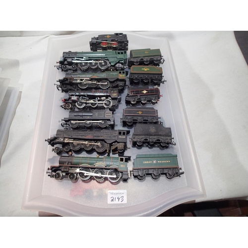 2193 - Seven assorted OO scale Steam Outline locomotives, various makes and types, all suitable for spares ... 