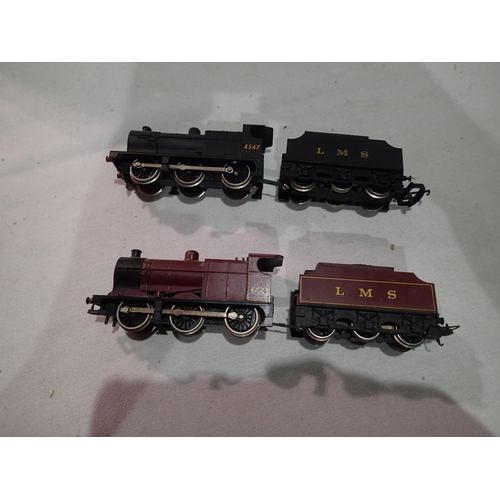 2198 - Two HO scale Lima class 4F locomotives; Black 4547 LMS, red 4683, LMS, damage to one cab step, both ... 