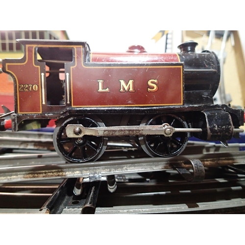 2211 - O gauge Hornby Goods train set; Clockwork 0.4.0 Lms 2270, working with key, plus three wagons, track... 