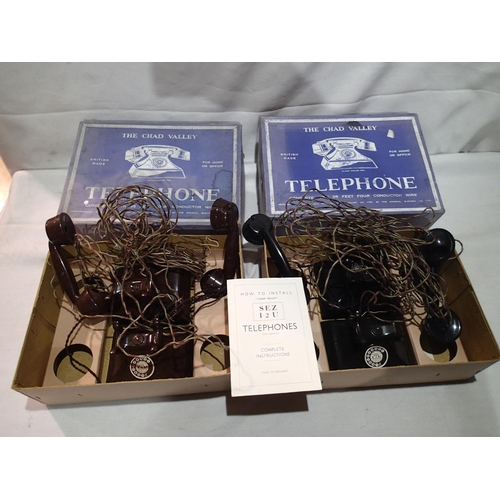 2212 - Two Chad Valley telephone sets SE2 I2U battery operated with 35ft of joining wire, in excellent cond... 