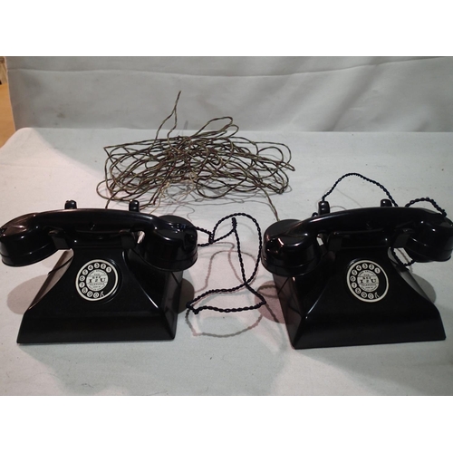 2212 - Two Chad Valley telephone sets SE2 I2U battery operated with 35ft of joining wire, in excellent cond... 