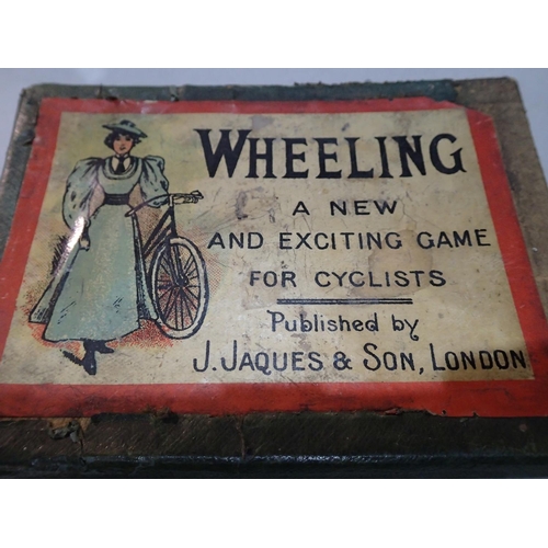 2302 - J. Jaques and Son, Wheeling For Cyclists board game, circa 1890's, appears complete. UK P&P Group 2 ... 