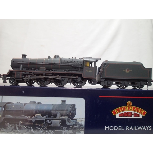 2326 - OO gauge Bachmann 31-160 Jubilee class, 45697, Achilles, Green, Late Crest, weathered in near mint c... 