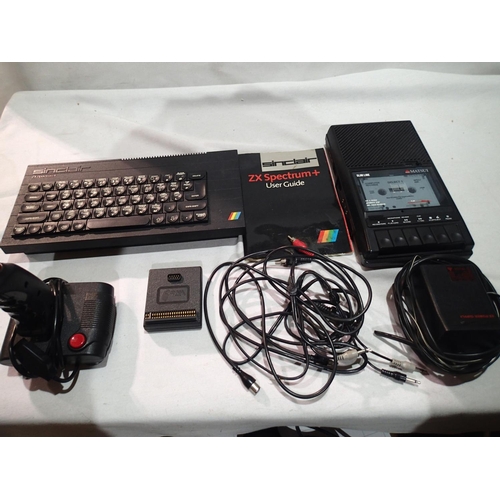 2358 - Sinclair ZX Spectrum+, console with user guide, Matsui cassette, quick shot controller plus leads, a... 