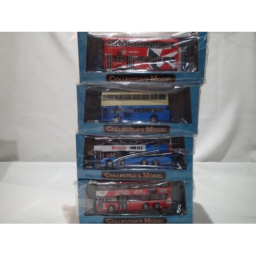 2413 - Four Collectors Model 1/76 scale Hong-Kong buses, all near mint in plastic wrapper. UK P&P Group 1 (... 