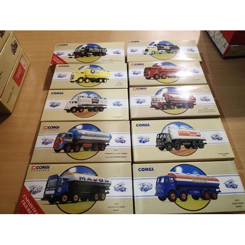 2418 - Ten Corgi Classics commercials, all tankers including two Artics, all near mint condition and boxed.... 