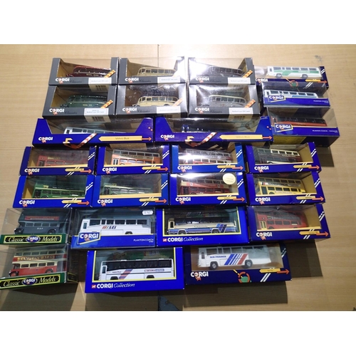 2427 - Twenty six Corgi buses and coaches, mostly in near mint condition, storage wear to some boxes. UK P&... 