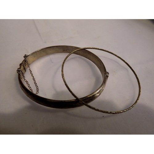 1061 - Hallmarked silver bangle, and another, D: 70 mm. UK P&P Group 1 (£16+VAT for the first lot and £2+VA... 