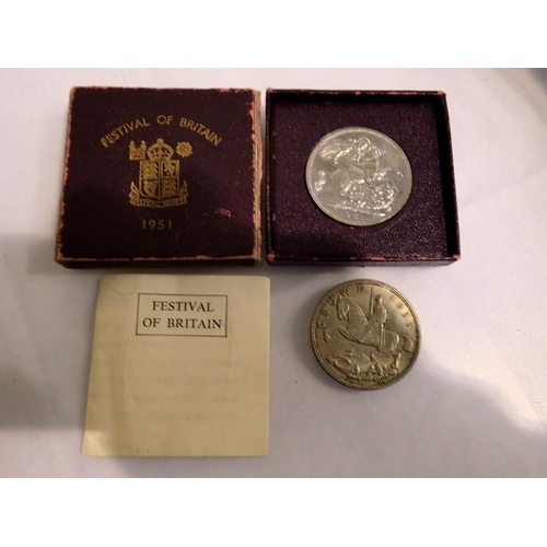 1062 - 1935 crown and a boxed 1951 Festival of Britain crown. UK P&P Group 1 (£16+VAT for the first lot and... 