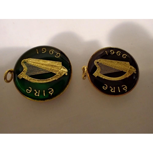 1069 - Two Irish enamelled coin pendants. UK P&P Group 1 (£16+VAT for the first lot and £2+VAT for subseque... 