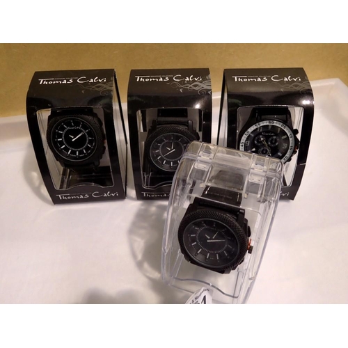 1081 - Four Thomas Calvi gents wristwatches. UK P&P Group 1 (£16+VAT for the first lot and £2+VAT for subse... 