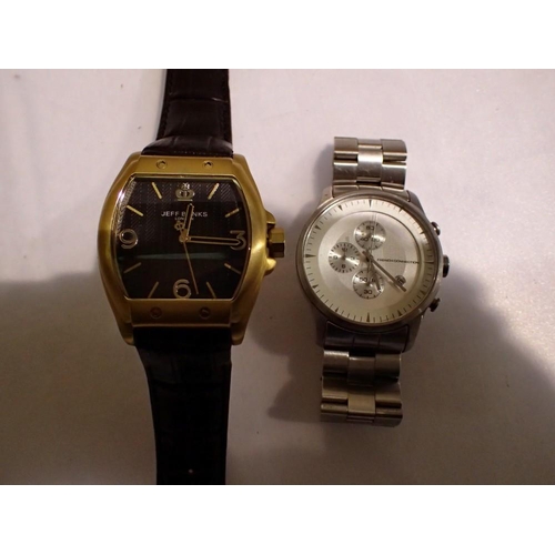 1090 - Two gents wristwatches French Connection and Jeff Banks, one with stainless strap and other canvas s... 