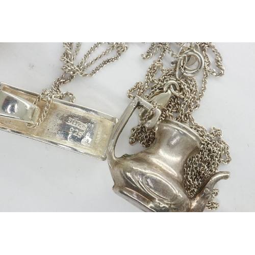 46 - Four 925 silver pendant necklaces, largest chain L: 42 cm. UK P&P Group 1 (£16+VAT for the first lot... 