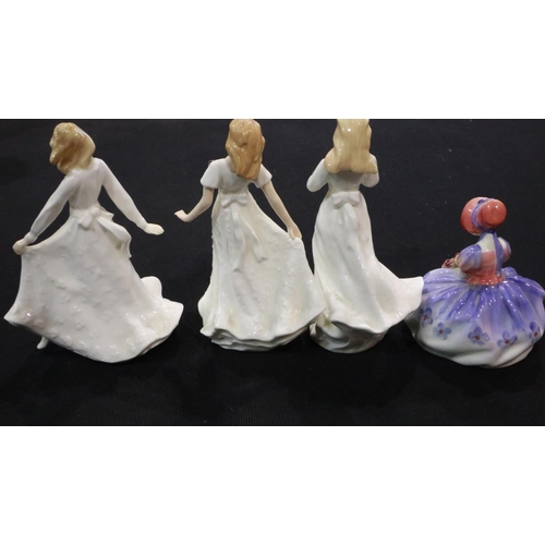 1333 - ***WITHDRAWN*** Four Royal Doulton figurines, no chips or cracks, largest H: 16 cm. Not available fo... 