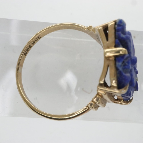 59 - 9ct gold Art Deco ring set with Lapis Lazuli, circa 1930, size M, 3.3g. UK P&P Group 0 (£6+VAT for t... 