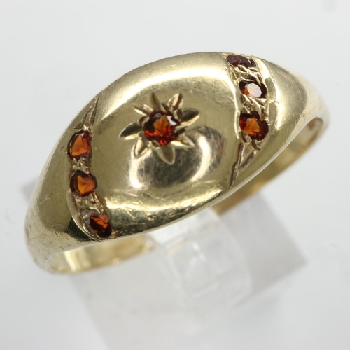 60 - 9ct gold ring set with garnets, size T/U, 2.2g. UK P&P Group 0 (£6+VAT for the first lot and £1+VAT ... 