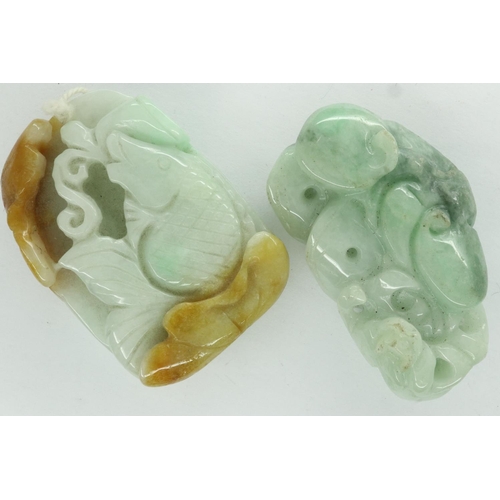 70 - Two pieces of carved jade, largest L: 45 mm. UK P&P Group 1 (£16+VAT for the first lot and £2+VAT fo... 