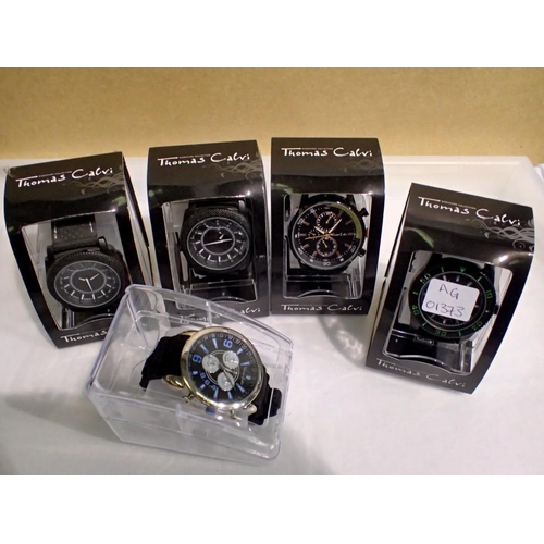 1113 - Five Thomas Calvi gents wristwatches. UK P&P Group 1 (£16+VAT for the first lot and £2+VAT for subse... 