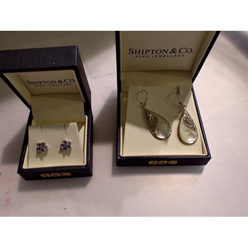 1129 - Four pairs of stone set silver earrings. UK P&P Group 1 (£16+VAT for the first lot and £2+VAT for su... 