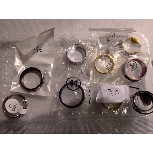 1147 - Ten new old stock dress rings, mixed sizes, some stone set. UK P&P Group 1 (£16+VAT for the first lo... 