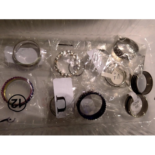 1148 - Ten new old stock dress rings, mixed sizes, some stone set. UK P&P Group 1 (£16+VAT for the first lo... 