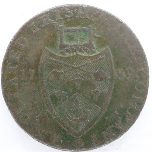 145 - Copper token: 1789 Associated Irish Mine Company Cronebane, two British Commonwealth coins: Jersey a... 