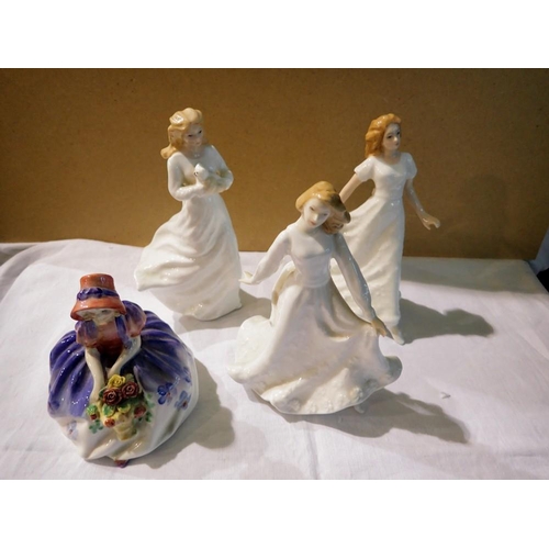 1333 - ***WITHDRAWN*** Four Royal Doulton figurines, no chips or cracks, largest H: 16 cm. Not available fo... 