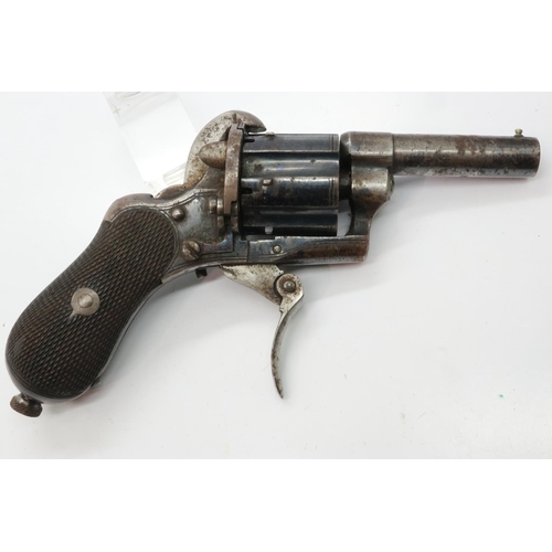 151 - Late 19th century ladies pinfire purse revolver with folding trigger, obsolete calibre. UK P&P Group... 