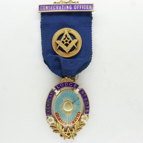 156 - Enamelled silver gilt Consecrating Officers jewel from 5075 Exemplar Lodge. UK P&P Group 1 (£16+VAT ... 