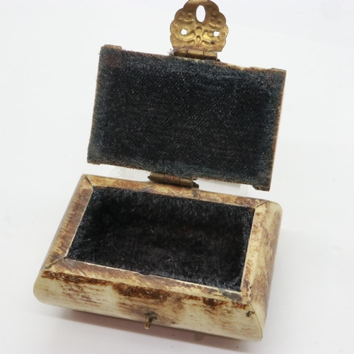 165 - Bone box with brass mounts. UK P&P Group 1 (£16+VAT for the first lot and £2+VAT for subsequent lots... 