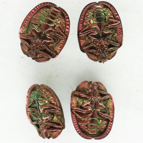 170 - Four Victorian loose scarabs removed from jewellery, average H: 1.5 cm, L: 1 cm. UK P&P Group 1 (£16... 