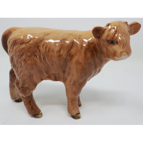 266 - Beswick Highland bull calf, no cracks or chips, H: 80 mm. UK P&P Group 1 (£16+VAT for the first lot ... 